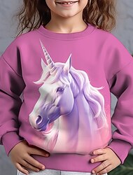 Dívčí 3D Zvíře Kůň Mikina Dlouhý rukáv 3D tisk Podzim Zima Módní Šik ven Rozkošný Polyester Děti 3-12 let Venkovní Ležérní Denní Běžný