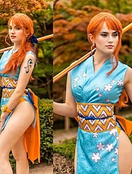 Inspirado por One Piece Nami Anime Trajes de cosplay Japanês Trajes de cosplay Ocasiões Especiais Para Mulheres
