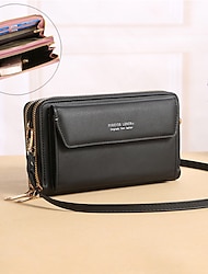 Mulheres Bolsa crossbody Bolsa de ombro Carteira Bolsa para celular Couro PU Escritório Compras Diário Ziper Ajustável Durável Côr Sólida Letra Castanho Claro Preto Rosa claro