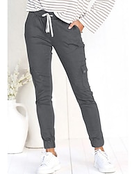 Γυναικεία Παντελόνια με τσέπες Σκίνι Ρεϊγιόν Μεσαία Μέση Πλήρες μήκος Μαύρο Φθινόπωρο & Χειμώνας