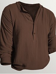 Miesten Henley-paita Pitkähihainen paita Tavallinen Henley Katu Loma Pitkähihainen Vaatetus Pellava Suunnittelija Perus Moderni nykyaikainen