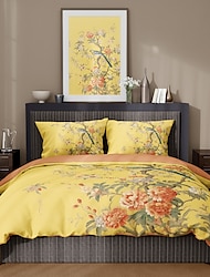 Conjunto de capa de edredom com padrão de paisagem série de cenário chinês conjunto de edredom, capa de edredom boho impressa conjuntos de cama de algodão com fronha envelope, decoração de quarto
