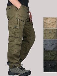 Men's Cargo Pants Cargo Trousers Hiking Pants Pocket Plain Comfort Breathable Outdoor Daily Going out 100% Cotton Fashion Casual Army Yellow Black