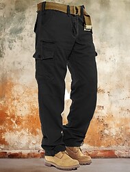 Men's Cargo Pants Cargo Trousers Work Pants Pocket Plain Comfort Breathable Outdoor Daily Going out 100% Cotton Fashion Casual Army Yellow Black