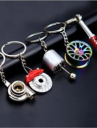 5 pçs presente criativo carro metal chaveiro turbo engrenagem hub pingente disco de freio amortecedor pingente