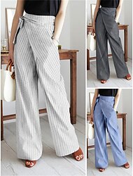 Women‘s Wide Leg Dress Pants Trousers Full Length Fashion Streetwear Street Daily White Blue S M Fall Winter