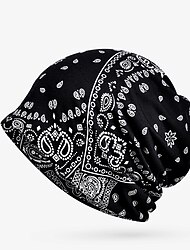 Unisex Beanie Mütze Strickmütze Schwarz Weiß Polyester Bedruckt Reise Outdoor Urlaub Muster Windundurchlässig Warm