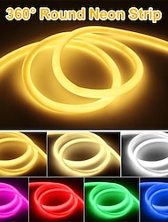 360 Round Neon Led Light Strip 220V-240V Tube Flexible Rope Lights Waterproof Holiday Home Decoration for Indoors Outdoors DIY Decor