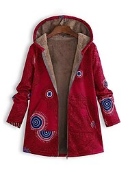 Mulheres Parka Ao ar livre Dia Dos Namorados Rua Outono Inverno Casaco Normal A Prova de Vento Manter Quente à moda Moderna Minimalista Casaco Manga Longa Geométrica Imprimir Com bolsos Preto