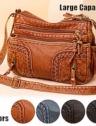 Mulheres Bolsa crossbody Bolsa de ombro Bolsa Hobo Couro PU Ao ar livre Diário Feriado Ziper Grande Capacidade Prova-de-Água Leve Côr Sólida Preto Dourado Azul Céu Preto