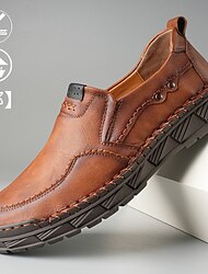 Bărbați Mocasini & Balerini Retro Pantofi lucrați manual Plimbare Casual Zilnic Piele Comfortabil Cizme / Cizme la Gleznă Loafer Negru Galben Kaki Primăvară Toamnă