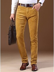Męskie Garnitury Spodnie sztruksowe Spodnie zimowe Spodnie Spodnie garniturowe Kieszeń Równina Komfort Oddychający Na zewnątrz Codzienny Wyjściowe Moda Codzienny Ciemny khaki Czarny