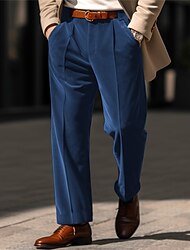 男性用 スーツ ズボン カジュアルパンツ ベルベットパンツ フロントポケット まっすぐな足 平織り 履き心地よい ビジネス 日常 祝日 ファッション シック・モダン アーミーグリーン ワイン