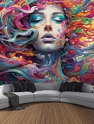 graffitti nainen roikkuu kuvakudos seinä taide iso kuvakudos seinämaalaus sisustus valokuva tausta peitto verho koti makuuhuone olohuone sisustus