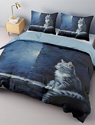 Pet Portrait Gazing Vintage Cat Cotton Bedding Set Weight Heavy And Soft Three Piece Set Suitable For Adults And Children Two Piece SetCotton Bedding Set ChristmasKing Queen Duvet Cover