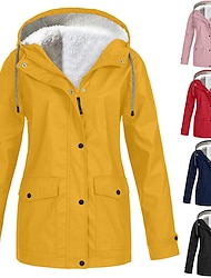 Women's Winter Coat Hoodie Jacket Windproof Warm Street Sport Daily Wear Vacation Button Pocket Drawstring with Pockets Single Breasted Hoodie Fashion Daily Plush Street Style Solid Color Regular Fit