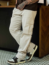 男性用 カーゴパンツ ポケット 平織り 履き心地よい 高通気性 アウトドア 日常 お出かけ ファッション カジュアル ブラック アーミーグリーン