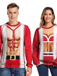 Vánoční santa obleky Ježíšek Vánoční svetr Kapuce Pullover Pro Pro páry Pánské Dámské Dospívající Dospělé Vánoce Karneval Plesová maškaráda 3D tisk Párty Vánoce