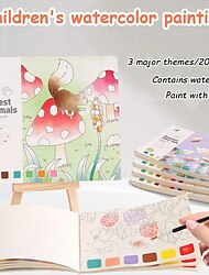 Carte de colorat acuarelă portabilă de buzunar pentru copii, cu vopsea și pensulă, set de cărți de colorat graffiti, pictură diy, semn de carte, cadou de artă