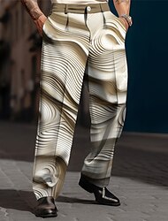 Em relevo Padrão de alívio Abstracto Homens Impressão 3D Calças Ao ar livre Rua Vestir para trabalhar Poliéster Azul Marron Verde S M L Alto Elasticidade Calça