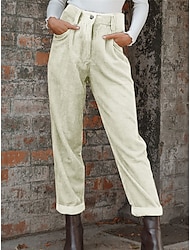 женские брюки вельветовые брюки прямые вельветовые брюки полной длины модная уличная одежда на каждый день рисовый белый черный m l осень зима