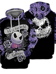 The Nightmare Before Christmas Ugly Christmas Sweater / Sweatshirt Hoodie Pullover Print 3D Front Pocket Graphic For Couple's Men's Women's Adults' Christmas Carnival Masquerade 3D Print Party