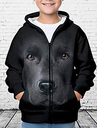 Boys 3D Dog Hoodie Coat Outerwear Long Sleeve 3D Print Fall Winter Fashion Streetwear Cool Polyester Kids 3-12 Years Outdoor Casual Daily Regular Fit