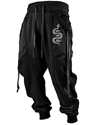 Orm Vintage Herr 3D-utskrift Joggingbyxor Joggare Byxor Utomhus Gata Ledigt / vardag Polyester Svart Vit Grön S M L Medium Midja Elasticitet Byxor