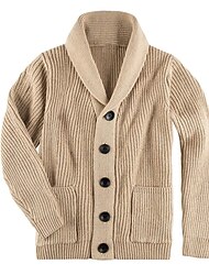 Bărbați Pulovere de Crăciun Pulover Cardigan Pulover decupat Striat Grosolan Tricotat Decupată Tricotat Simplu Șal  Guler Încălziri Contemporan modern Crăciun Casual Îmbrăcăminte Toamnă Iarnă Kaki
