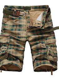 Voor heren Tactische korte broek Cargoshorts Korte broek Zak Ruitjes Comfort Ademend Buiten Dagelijks Uitgaan Modieus Casual Groen Khaki