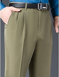 Hombre pantalones de traje Pantalones Pantalones de traje Bolsillo Plano Comodidad Transpirable Exterior Diario Noche Moda Casual Negro Caqui