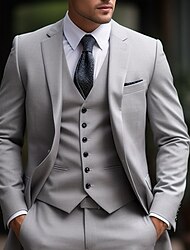 Светло-серые мужские свадебные костюмы, однобортные, однобортные, на двух пуговицах, на каждый день, деловые, большие размеры, 2024