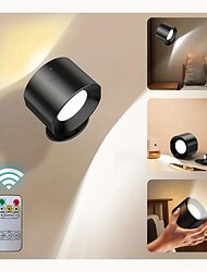 led-vägglampa, vägglampa med upp och ner ljuskälla, vägglampa med laddningsbar sfärisk 360° roterande magnetisk kula, stödfjärrkontroll, trådlös vägglampa för lässtudie vid sängkanten