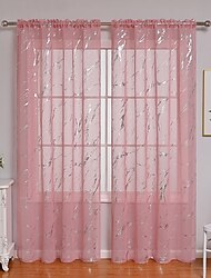 Transparente Vorhänge, rosa Fenster, Küchenvorhänge, Bauernhaus, für Wohnzimmer, Schlafzimmer, Ösen/Ösen, Dekoration, Balance, Privatsphäre&amp; Licht 1 Panel
