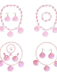różowy naszyjnik z muszelek kolczyki zestaw bransoletek dla kobiet dziewczęcy kostium na halloween stroje cosplay element ubioru akcesoria imprezowe letnia biżuteria plażowa