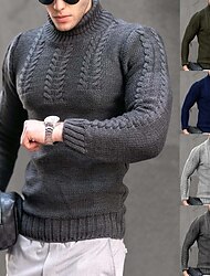 Bărbați Pulover pulover Pulover cu gât rotic Pulover tricotat Striat Cablu Tricotat Regulat Tricotat Simplu Guler Pe Gât Păstrați-vă cald Contemporan modern Purtare Zilnică Ieșire Îmbrăcăminte Toamn