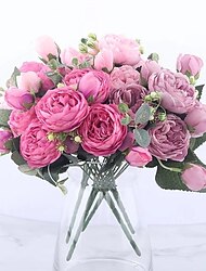 1 יחידה גזע פרחים מלאכותיים, אדמונית משי, זר פרחים מלאכותיים, פרחים מזויפים לקישוט חתונה בבית מתנות יום האם מתנות יום הולדת