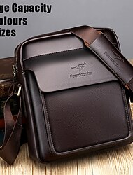 Borsa a tracolla da uomo in similpelle marrone con patta frontale e tracolla regolabile, elegante borsa messenger per lavoro, viaggio e uso quotidiano