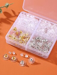 4 stijlen 620 stuks oorbellen siliconen oorbel achterkant heldere oorbel achterkant hypoallergeen plastic rubber oorbel terug kogel koppelingsplug vervangingsset voor vishaak oorbellen stud ringen