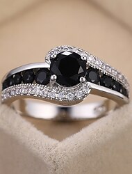 גברים טבעת הטבעת חתונה גיאומטרי שחור נחושת מותאם אישית מסוגנן אומנותי 1 pc