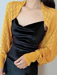 Women's Wrap Shrug Luxury Elegant Long Sleeve Knitwear Wedding Wraps With Pure Color For Wedding Spring