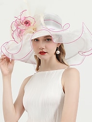 Hüte Organza Kentucky Derby Kirche Romantisch Hochzeit Mit Feder Blume Kopfschmuck Kopfbedeckung