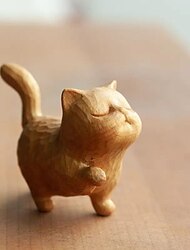 1 τμχ γάτα σκαλιστικής από πυξάρι με μοντέρνα παιδική, χαριτωμένη και απλή, αλαζονική και πλούσια λαβή γάτας, παιχνίδι με στολίδια ζώων εν κινήσει, διακόσμηση σπιτιού