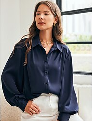 Satin elegante Mode Hemd Bluse