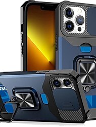 telefone Capinha Para iPhone 15 14 Pro Max Plus 13 12 11 Pro Max Mini Capa traseira Suporte para Alianças Slot para cartão Antichoque TPU PC