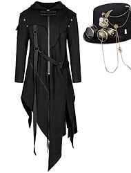 set con trench steampunk cappello a cilindro con occhiali rimovibili completo da uomo 2 pezzi punk gotico medievale medico della peste casual quotidiano cosplay costume carnevale autunno inverno