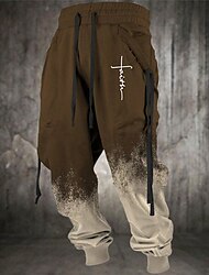 Tro Vintage Herr 3D-utskrift Joggingbyxor Joggare Byxor Utomhus Gata Ledigt / vardag Polyester Svart Blå Brun S M L Medium Midja Elasticitet Byxor