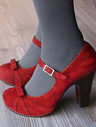 Dámské Podpatky Lodičky Bullock Shoes Větší velikosti Svatební Párty Vánoce Pevná barva Nízký tenký Oblá špička Elegantní prázdniny Vinobraní PU Spona Černá Bílá Červená