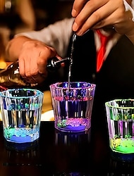 50ml LED Flashing Cups Fun Beer Wine Drinking Transparent Plastic Mug Blinking Glowing Barware for Bar Night Club Party Supplies