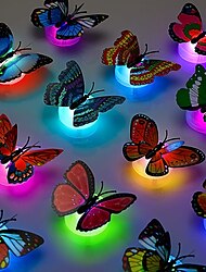 24pcs, 3D LED Butterfly Decoration Night Light Sticker Single And Double Wall Light For Garden Backyard Lawn Party Festive Party Nursery Bedroom Living Room